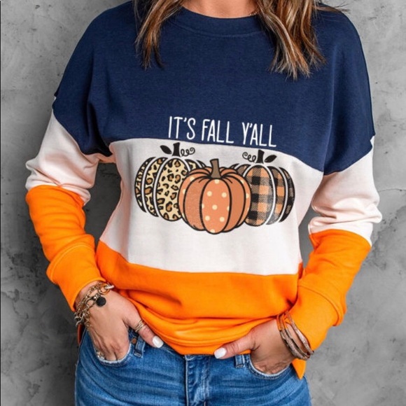 shellchad Tops - 🎃New!! Fall Pumpkin ColorBlock Sweatshirt🎃